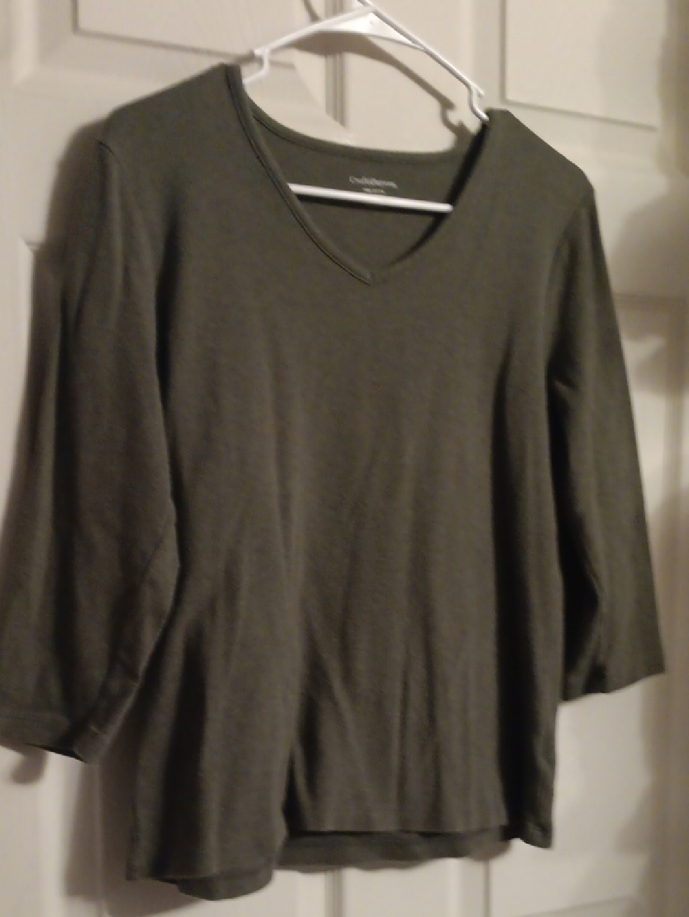 croft & barrow Olive V-Neck Long Sleeve Knit Top